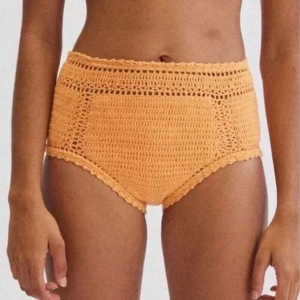 NEW Free People She Made‎ Me Essential High-Waisted Crochet Bikini Bottoms ,  L